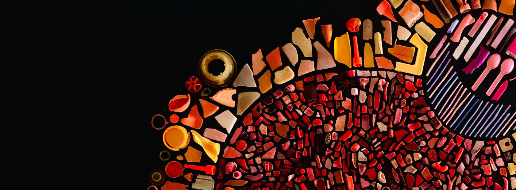 mosaic art made from recycled plastic items